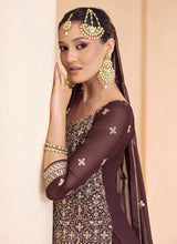 Load image into Gallery viewer, Azure Elegance Coffee Brown Embroidered Stylish Lehenga Choli