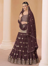 Load image into Gallery viewer, Azure Elegance Coffee Brown Embroidered Stylish Lehenga Choli