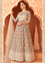 Load image into Gallery viewer, Beige Multi Colour Floral Embroidered Anarkali