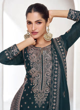 Load image into Gallery viewer, Black Colour Exquisite Embroidered Pant Style Suit