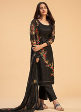 Load image into Gallery viewer, Black Sequins Embroidered Pant Style Suit