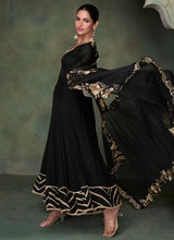 Load image into Gallery viewer, Black Silk Heavy Embroidered Anarkali Gown
