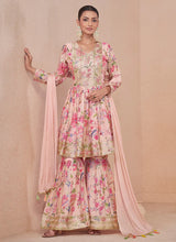 Load image into Gallery viewer, Blooming Grace Floral Print Pink Gharara Suit