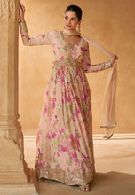 Load image into Gallery viewer, Blooming Grace peach Embroidered Anarkali Gown