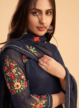 Load image into Gallery viewer, Blue Sequins Embroidered Pant Style Suit