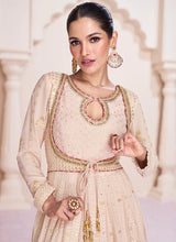 Load image into Gallery viewer, Blush Nude Lucknowi Work Designer Anarkali Suit