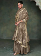 Load image into Gallery viewer, Brown Shade Silk Embroidered Gharara Suit