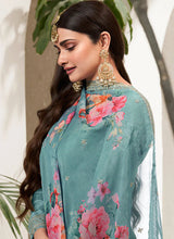 Load image into Gallery viewer, Charming Blue Heavy Embroidered Sharara Suit