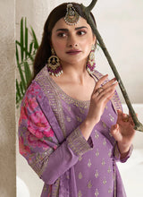 Load image into Gallery viewer, Charming Lavender Heavy Embroidered Sharara Suit