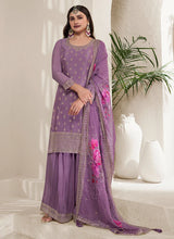 Load image into Gallery viewer, Charming Lavender Heavy Embroidered Sharara Suit