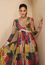 Load image into Gallery viewer, Charming Multicolor Black Floral Embroidered Anarkali