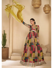 Load image into Gallery viewer, Charming Multicolor Black Floral Embroidered Anarkali
