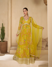 Load image into Gallery viewer, Charming Multicolor Yellow Floral Embroidered Anarkali
