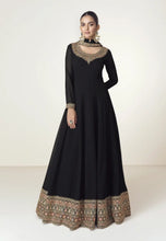 Load image into Gallery viewer, Classic Embroidered Black Anarkali Gown