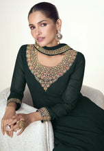 Load image into Gallery viewer, Classic Embroidered Green Anarkali Gown