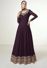 Load image into Gallery viewer, Classic Embroidered Wine Anarkali Gown