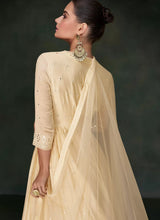 Load image into Gallery viewer, Cream Silk Heavy Embroidered Anarkali Gown