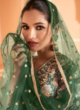 Load image into Gallery viewer, Dark Green Multi Colour Floral Embroidered Anarkali