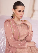 Load image into Gallery viewer, Dark Peach Lucknowi Work Designer Anarkali Suit