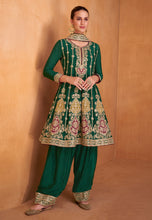 Load image into Gallery viewer, Dream Green Palazzo Pants with Vibrant Floral Embroidery Suit