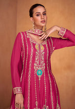 Load image into Gallery viewer, Dream Pink Palazzo Pants with Vibrant Floral Embroidery Suit