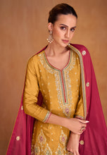 Load image into Gallery viewer, Dream Yellow Palazzo Pants with Vibrant Floral Embroidery Suit