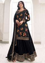 Load image into Gallery viewer, Effortless Black Embroidered Sharara Style Suit
