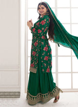 Load image into Gallery viewer, Effortless Green Embroidered Sharara Style Suit