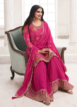 Load image into Gallery viewer, Effortless Pink Embroidered Sharara Style Suit
