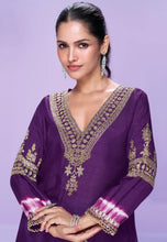 Load image into Gallery viewer, Elegance Embroidered Purple Pant Style Suit