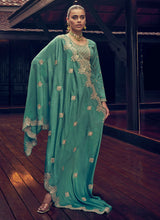 Load image into Gallery viewer, Elegant Green Embroidered Straight Pant Suit