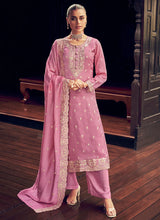 Load image into Gallery viewer, Elegant Pink Embroidered Straight Pant Suit