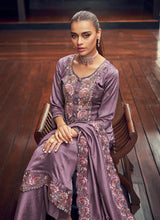 Load image into Gallery viewer, Elegant Purple Embroidered Straight Pant Suit