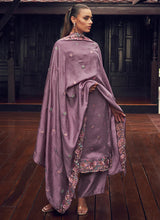 Load image into Gallery viewer, Elegant Purple Embroidered Straight Pant Suit