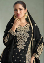 Load image into Gallery viewer, Embroidered Black Gharara Suit