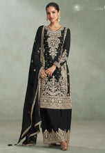 Load image into Gallery viewer, Embroidered Black Gharara Suit