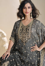 Load image into Gallery viewer, Embroidered Black Kaftan Style Suit