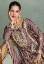 Load image into Gallery viewer, Embroidered Mauve Gharara Suit -2