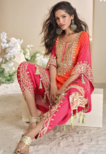 Load image into Gallery viewer, Embroidered Pink And Orange Kaftan Style Suit