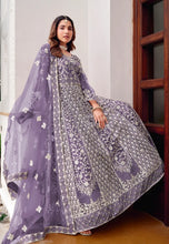 Load image into Gallery viewer, Embroidered Purple Anarkali Suit