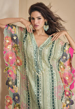 Load image into Gallery viewer, Embroidered Sea Green Kaftan Style Suit