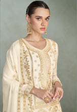 Load image into Gallery viewer, Embroidered White Gharara Suit
