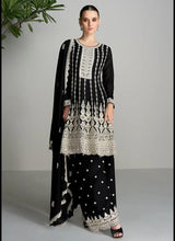 Load image into Gallery viewer, Ensembled Black and White Embroidered Palazzo Suit