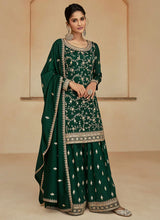 Load image into Gallery viewer, Ensembled Green Heavy Embellished Sharara Style Suit
