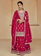 Load image into Gallery viewer, Ensembled Pink Heavy Embellished Sharara Style Suit