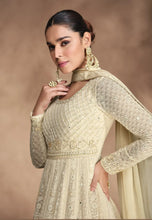 Load image into Gallery viewer, Ethereal Elegance Embroidered Cream Anarkali Gown