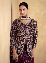 Load image into Gallery viewer, Exquisite Zari Embroidered Wine Red Lehenga