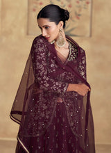 Load image into Gallery viewer, Exquisite Zari Embroidered Wine Red Lehenga