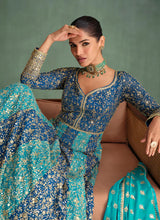 Load image into Gallery viewer, Flawless  Embroidered Blue Anarkali Gown