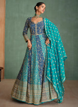 Load image into Gallery viewer, Flawless  Embroidered Blue Anarkali Gown